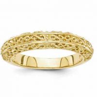 Filigree Wedding Band Ring in 14K Yellow Gold