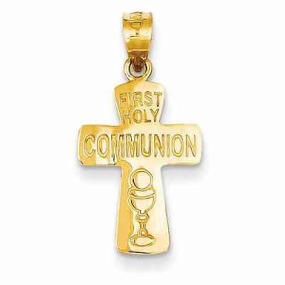 First Holy Communion Pendant in 14K Gold -  - QGPD-K5088