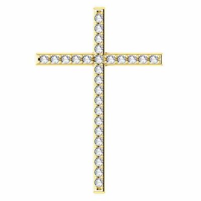 First Resurrection Diamond Cross Pendant in Yellow Gold -  - STLCR-R42337DY