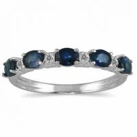 Five Stone Sapphire and Diamond Ring in 14K White Gold
