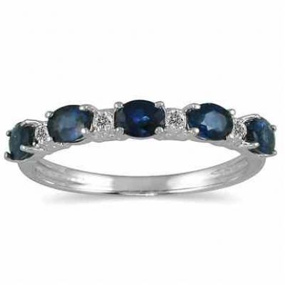 Five Stone Sapphire and Diamond Ring in 14K White Gold -  - PRR4584SP