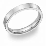 Flat 4mm Wedding Band Ring, 14K White Gold
