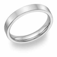 18K White Gold 4mm Flat Wedding Band Ring