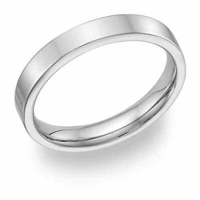 18K White Gold 4mm Flat Wedding Band Ring -  - WBAND-18-18K