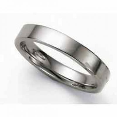 Flat Platinum Wedding Band Ring - 4mm -  - PLAT-FM4