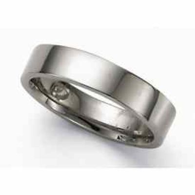 Flat Platinum Wedding Band Ring - 5mm -  - PLAT-FM5