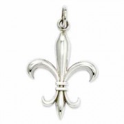 Fleur De Lis Charm Pendant, 14K White Gold