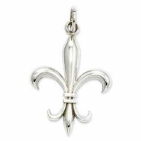 Fleur De Lis Charm Pendant, 14K White Gold