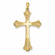 Fleur-de-Lis Cross Pendant, 14K Yellow Gold