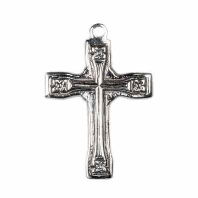 Floral Design Vintage Style Cross in 14K White Gold -  - HGO-CR001W