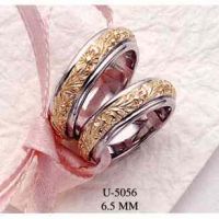 18K Two-Tone Gold Floral Design Wedding Band Ring