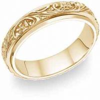 Floral Vineyard Wedding Band in 14K Yellow Gold