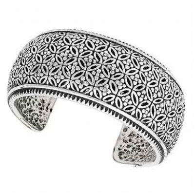 Flower Cuff Bracelet in Sterling Silver -  - MMBR-GA-1003