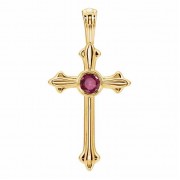 Fluerie Design Ruby Cross Pendant, 14K Gold