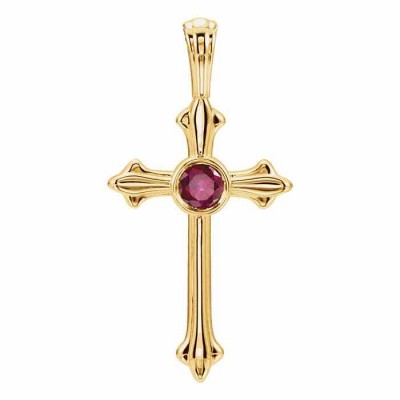 Fluerie Design Ruby Cross Pendant, 14K Gold - - STLCR-R42343Y Fluerie Design Ruby Cross Pendant, 14K Gold - - STLCR-R42343Y