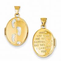Footprints in the Sand Gold Locket Pendant