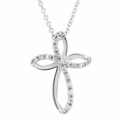 For God So Loved the World Diamond Cross Necklace -  - STLCR-651692-W