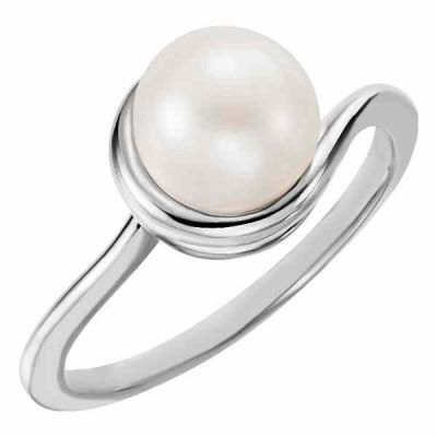 Freshwater Pearl Twist Solitaire Ring in Sterling Silver -  - STLRG-6484SS
