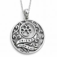 Friends Furr-ever Sterling Silver Dog Paw Pendant
