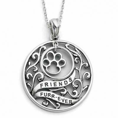 Friends Furr-ever Sterling Silver Dog Paw Pendant -  - QG-QSX315