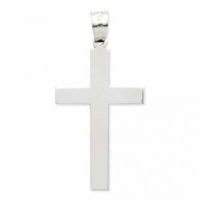 Full of Grace 14k White Gold Plain Christian Cross Necklace -  - QGCR-XWR14