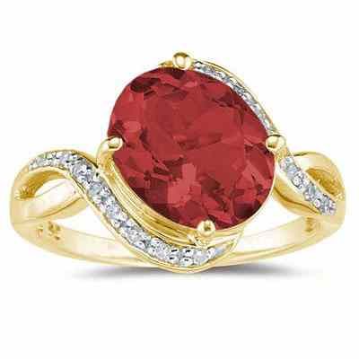 Garnet and Diamond Curve Ring, 10K Gold -  - SPR8109GT