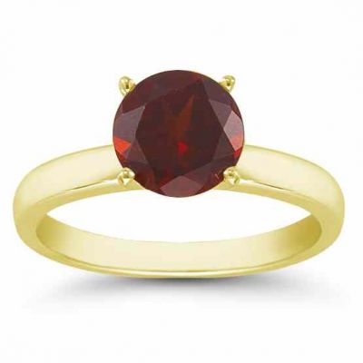 Garnet Gemstone Solitaire Ring in 14K Yellow Gold -  - AOGRG-GT14KY