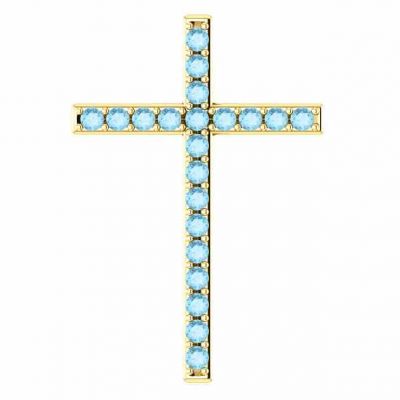 Gentle Shepherd Aquamarine Cross Pendant, Yellow Gold -  - STLCR-R42337AQY