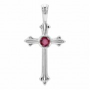 Genuine Ruby Fleurie Cross Necklace
