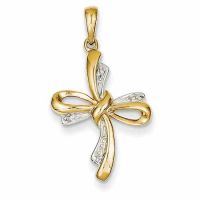 Gift of Gold Diamond Cross Necklace, 14K Two-Tone Gold