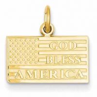 God Bless America Flag Pendant in 14K Gold