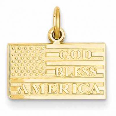 God Bless America Flag Pendant in 14K Gold -  - QG-C1795