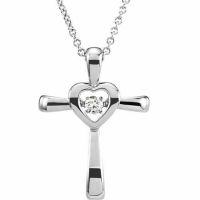 God is Love Diamond Heart and Cross Necklace