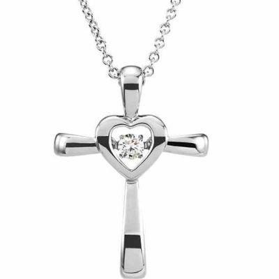 God is Love Diamond Heart and Cross Necklace -  - STLCR-651693