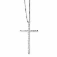 God's Glory CZ Cross Necklace in Sterling Silver
