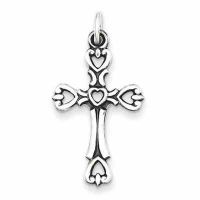 God's Love Heart Cross Necklace in Sterling Silver