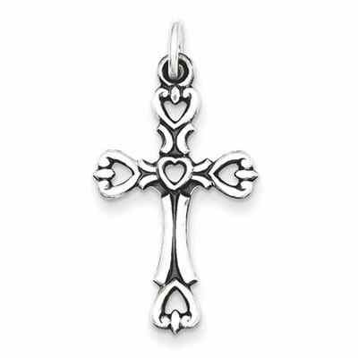 God s Love Heart Cross Necklace in Sterling Silver -  - QGCR-QC6496