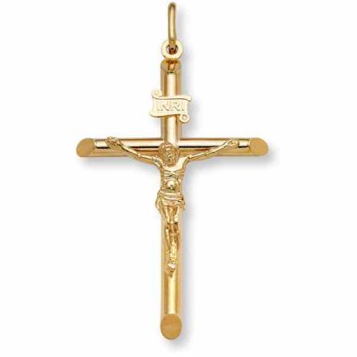 Gold Crucifix Pendant - 14 Karat Gold -  - CR110-11
