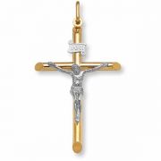 Gold Crucifix Pendant - 14K Two-Tone Gold