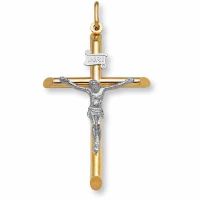 Details about   14K Two-Tone Gold Passion Crucifix Charm Pendant MSRP $296 