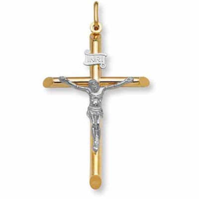 Gold Crucifix Pendant - 14 Karat Two-Tone Gold -  - CR110-11-2T