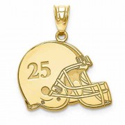 Gold Football Helmet Pendant with Name and Number