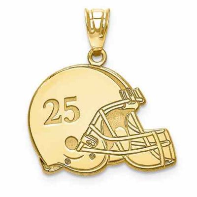 Gold Football Helmet Pendant with Name and Number -  - QGPD-XNA693Y
