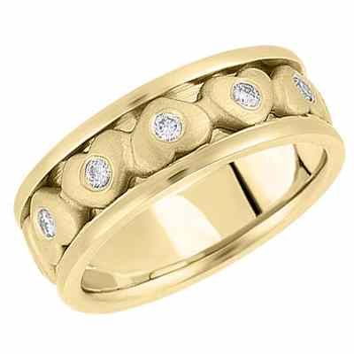 Gold Hearts Wedding Band in 14K Yellow Gold -  - USWB-DB1231RDY