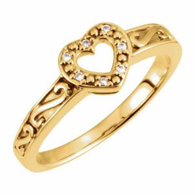 Gold Paisley Scroll Diamond Heart Ring -  - STLRG-121053Y
