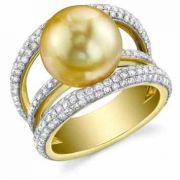 Golden Pearl & Diamond Eternity Ring