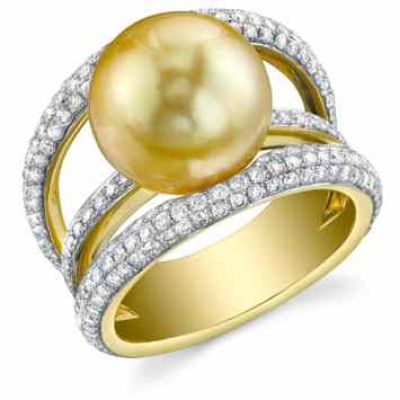 Golden Pearl & Diamond Eternity Ring -  - gring20