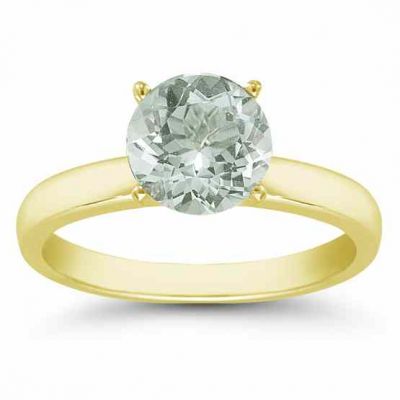 Green Amethyst Gemstone Solitaire Ring in 14K Yellow Gold -  - AOGRG-GAM14KY