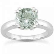 Green Amethyst Modern Solitaire Ring