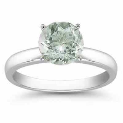 Green Amethyst Solitaire Ring in Sterling Silver -  - AOGRG-GAM1SS
